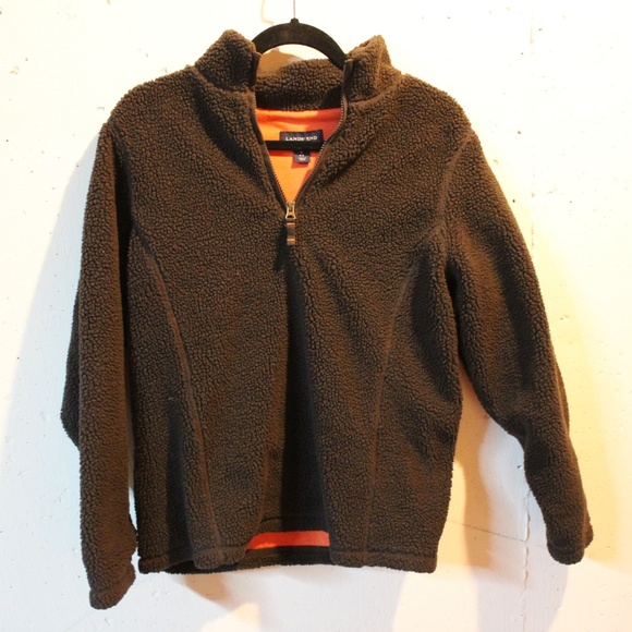 Dark Brown Fleece Lands End Sweatshirt - Picture 5 of 5